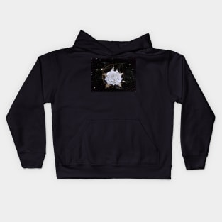 Geometric Gold Rose in Space (Black) Kids Hoodie